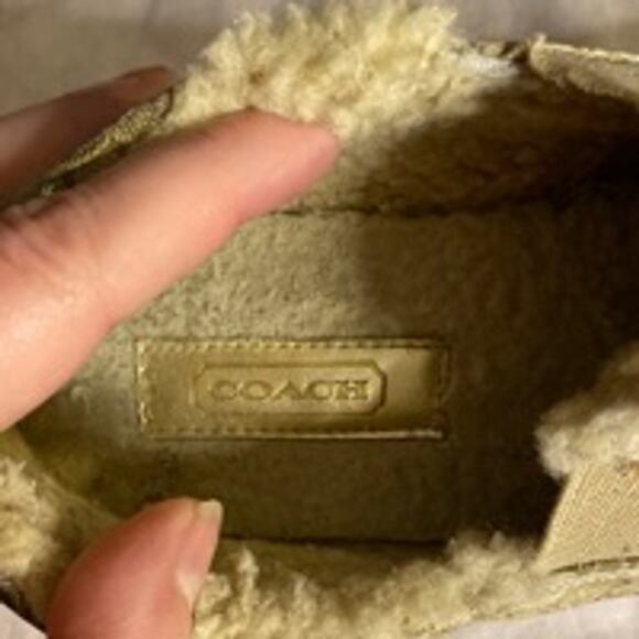 Coach Gold Shearling Slip-On Sneakers Women’s Size 7 Fuzzy Lined - Picture 4 of 14